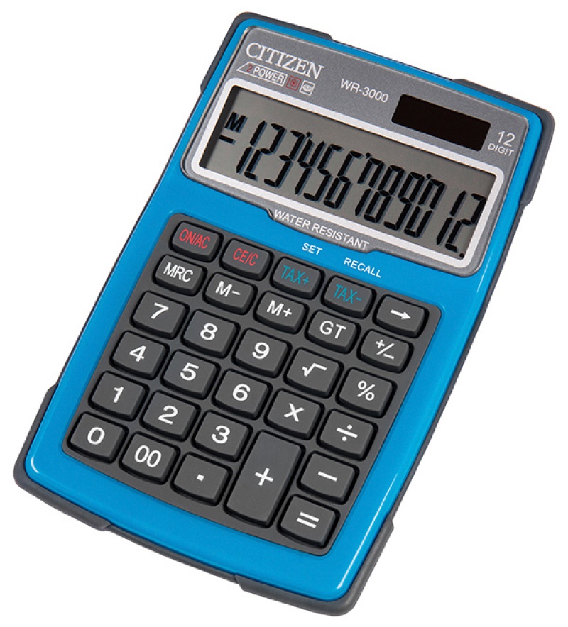 Kalkulator wodoodporny CITIZEN WR-3000, 152x105mm, niebieski - zdjęcie (3