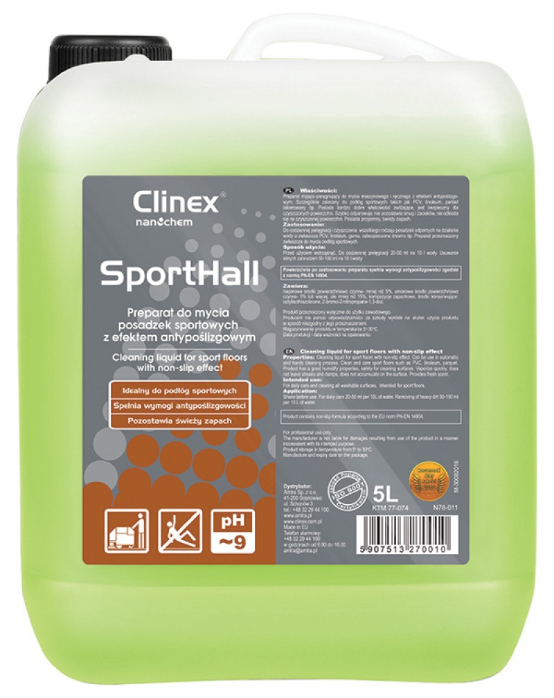 Preparat myjąco-pielęgnujący CLINEX Sposrthall 5l, do mycia podłóg