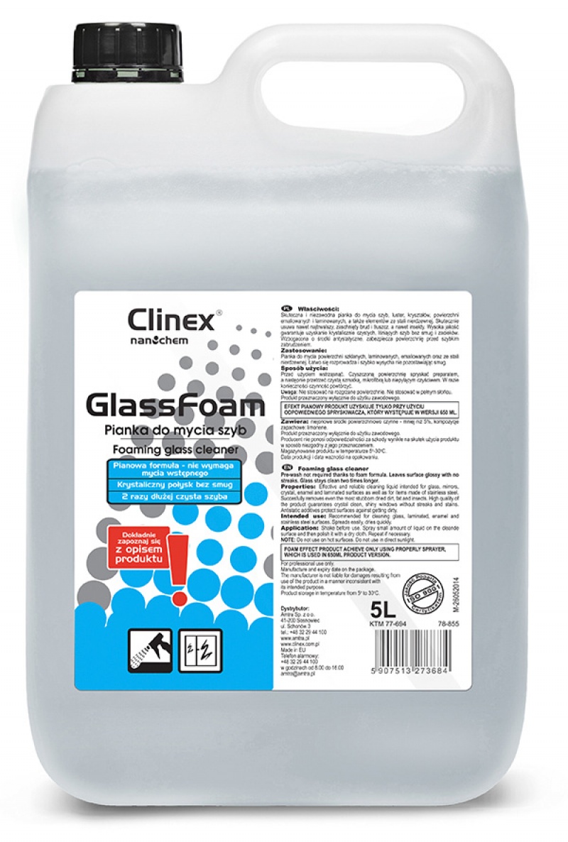 Pianka CLINEX Glass Foam 5L, do mycia szyb