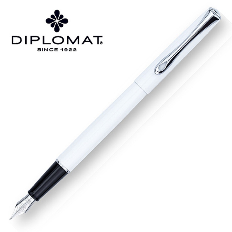 Pióro wieczne DIPLOMAT Traveller, M, białe/chromowane - zdjęcie (3