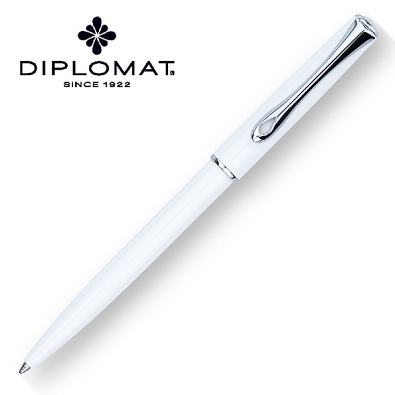 Długopis DIPLOMAT Traveller, biały/chromowany - zdjęcie (3