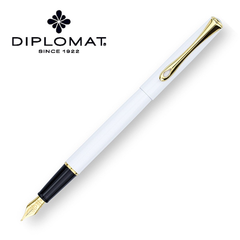 Pióro wieczne DIPLOMAT Traveller, F, białe/złote - zdjęcie (3