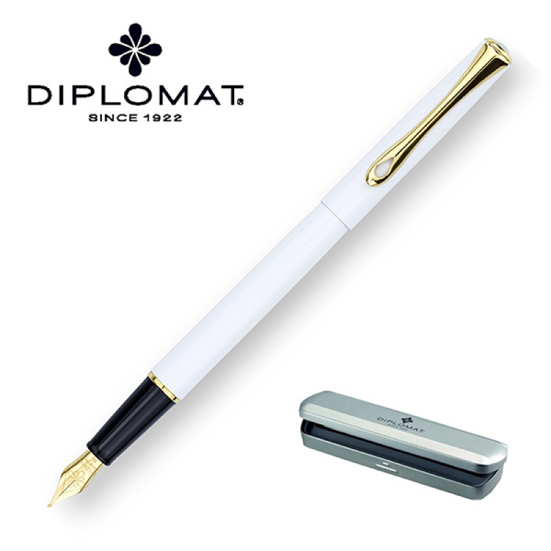 Pióro wieczne DIPLOMAT Traveller, F, białe/złote - zdjęcie (2