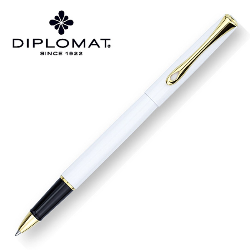 Pióro kulkowe DIPLOMAT Traveller, M, białe/złote - zdjęcie (3