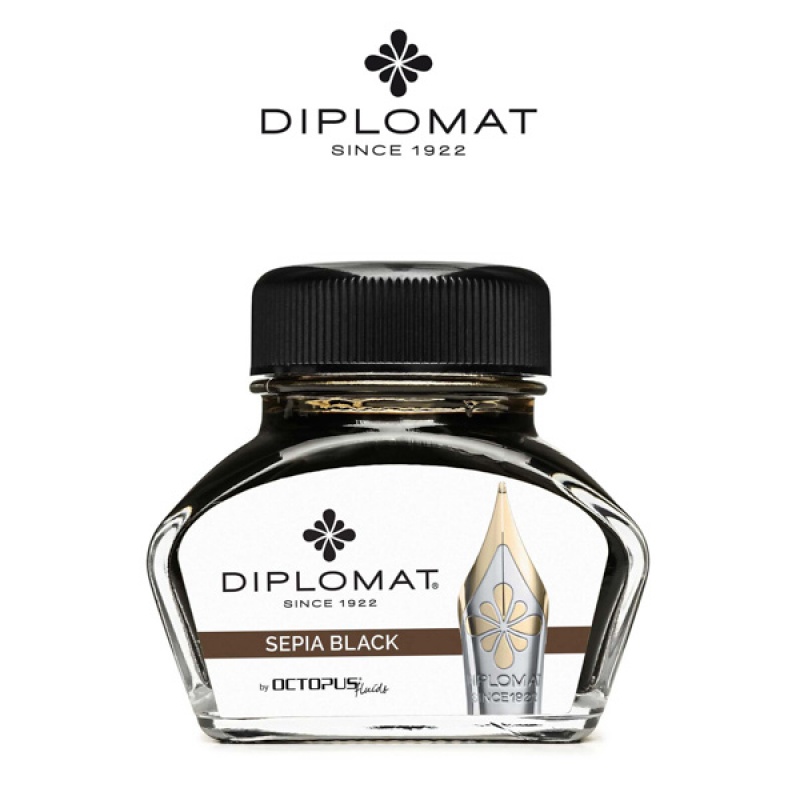 Atrament do piór wiecznych DIPLOMAT, w kałamarzu, 30 ml, czarny sepia - zdjęcie (4
