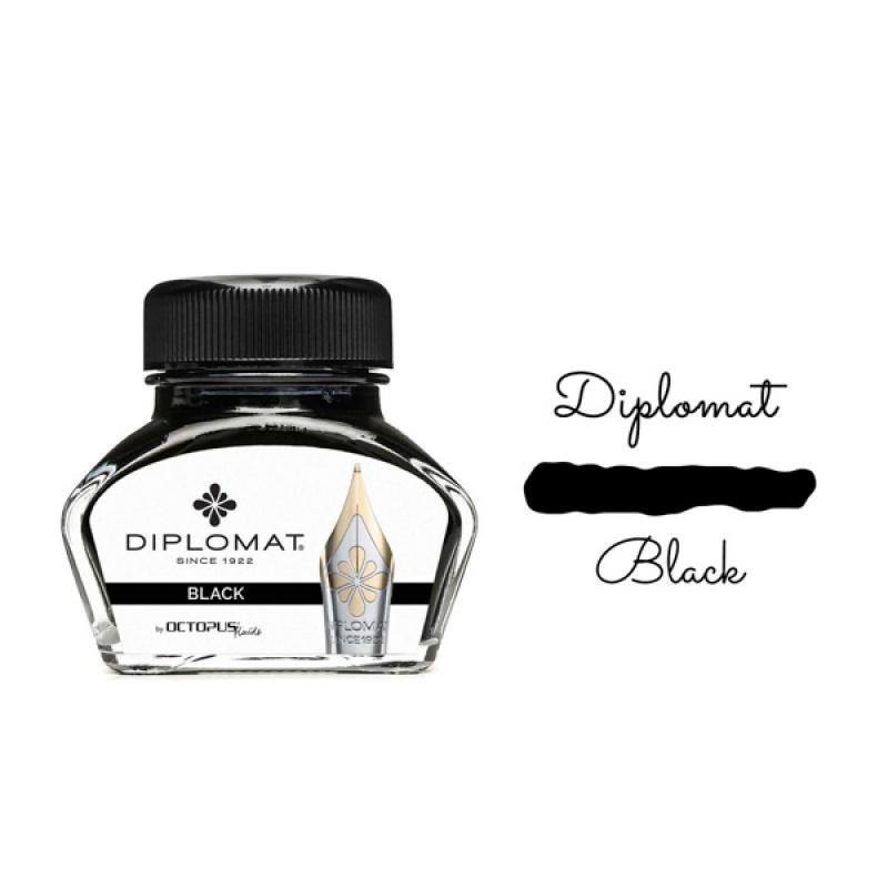Atrament do piór wiecznych DIPLOMAT, w kałamarzu, 30 ml, czarny - zdjęcie (3