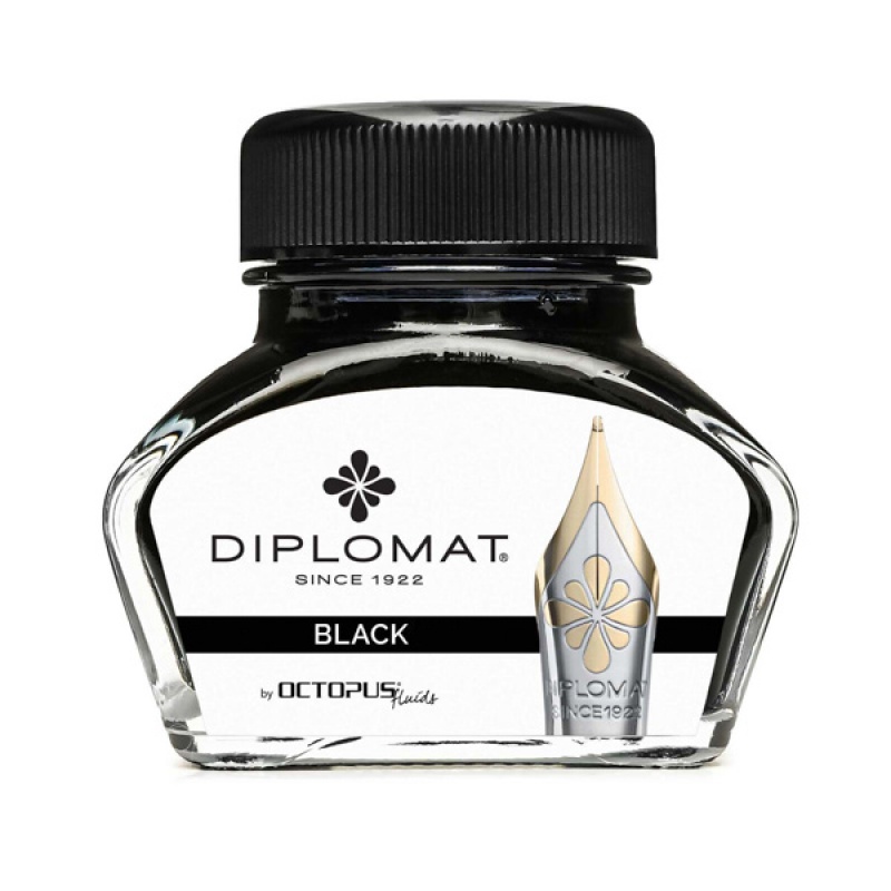Atrament do piór wiecznych DIPLOMAT, w kałamarzu, 30 ml, czarny - zdjęcie (2