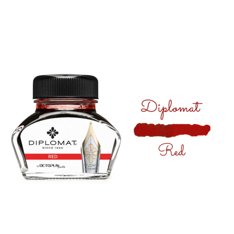 Atrament do piór wiecznych DIPLOMAT, w kałamarzu, 30 ml, czerwony - zdjęcie (3