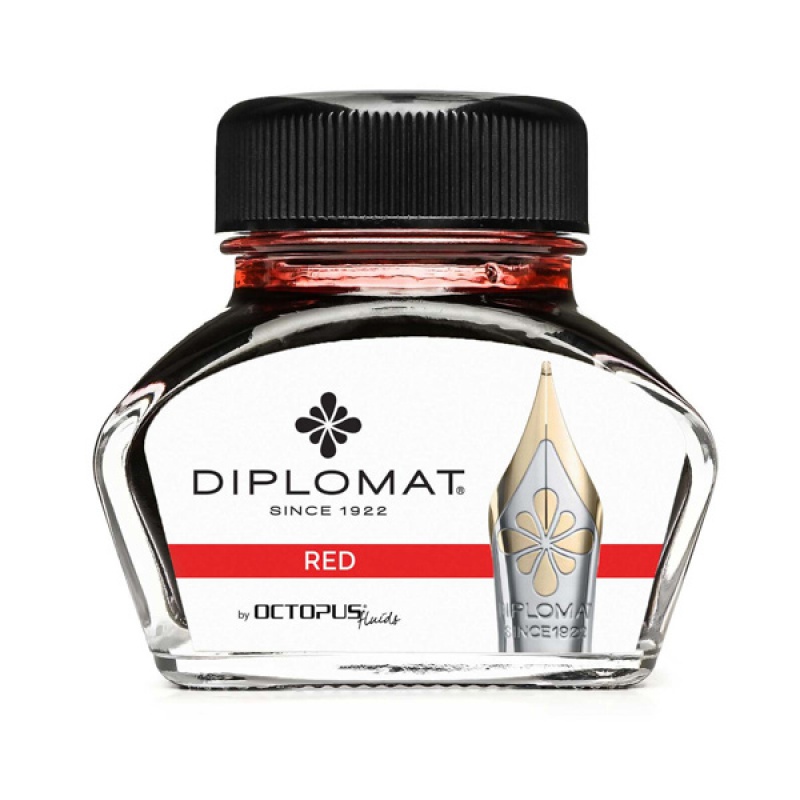 Atrament do piór wiecznych DIPLOMAT, w kałamarzu, 30 ml, czerwony - zdjęcie (2