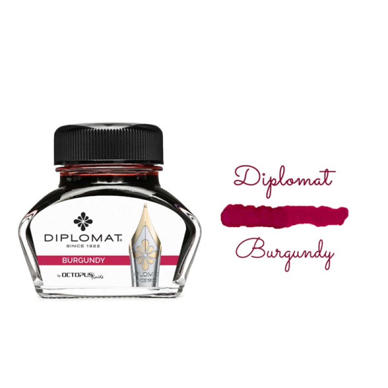 Atrament do piór wiecznych DIPLOMAT, w kałamarzu, 30 ml, burgundy red - zdjęcie (3