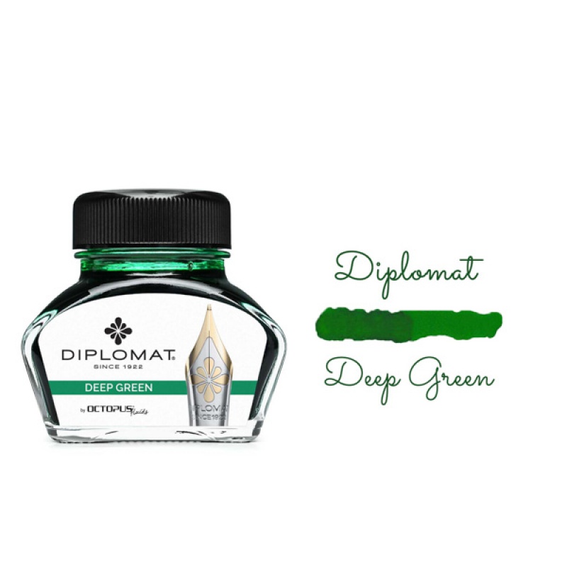 Atrament do piór wiecznych DIPLOMAT, w kałamarzu, 30 ml, ciemnozielony - zdjęcie (3