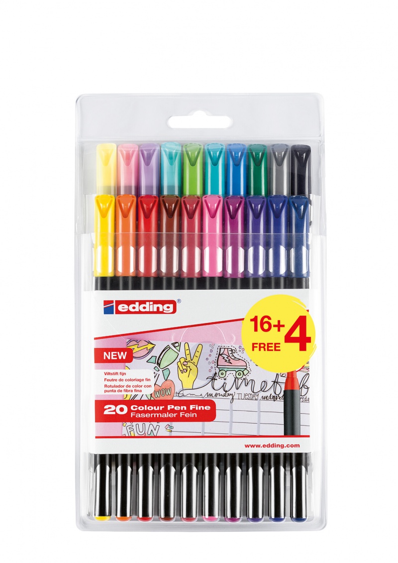 Pisak z cienką końcówką e-1200 EDDING, 1 mm, 20 szt., mix kolorów