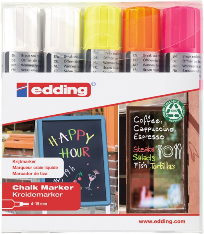 Marker kredowy e-4090 EDDING, 4-15 mm, 5 szt., mix kolorów - zdjęcie (2