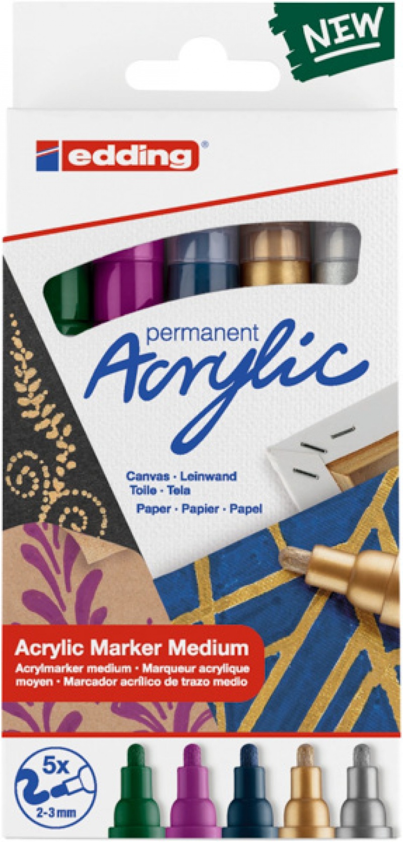Marker akrylowy e-5100 EDDING, 2-3 mm, 5 szt., mix kolorów - zdjęcie (4