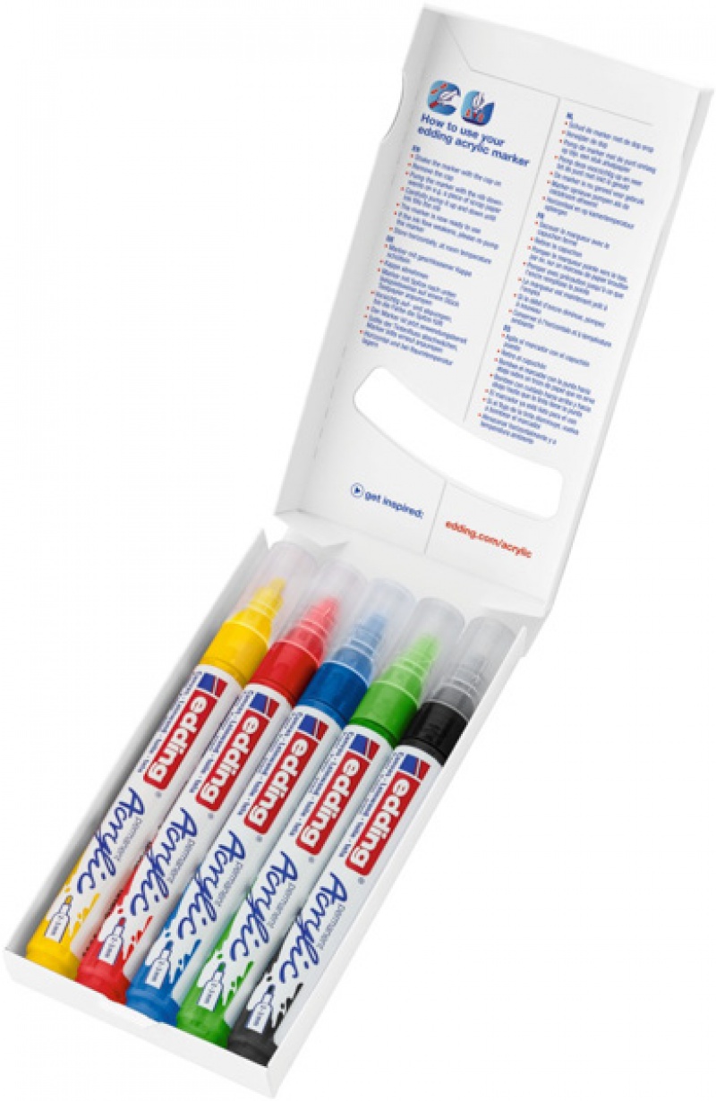 Marker akrylowy średni e-5100 EDDING, 2-3mm, 5 kolorów