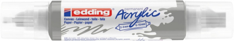 Marker akrylowy 3D e-5400 EDDING, podwójny, 2-3 mm, 5-10 mm, matowe srebro