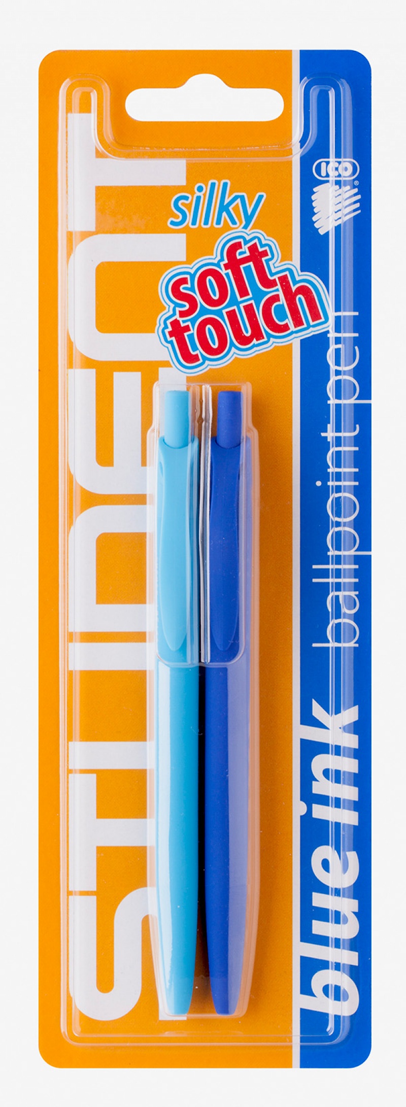 Długopis żelowy ICO Student, soft-touch, 2 szt., blister, mix kolorów