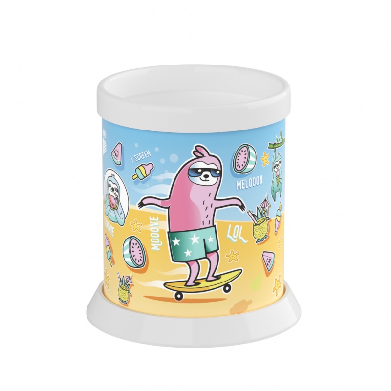 Przybornik na biurko ICO Sloth, leniwiec, okrągły, mix kolorów pastel - zdjęcie (2