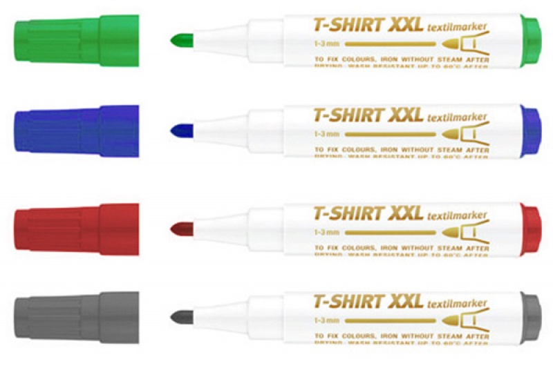 Marker tekstylny ICO XXL, okrągły, 1-3mm (linia), 4szt., mix kolorów