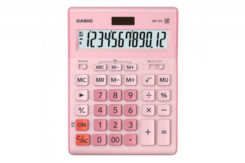 Kalkulator biurowy CASIO GR-12C-PK, 12-cyfrowy, 155x210mm, różowy