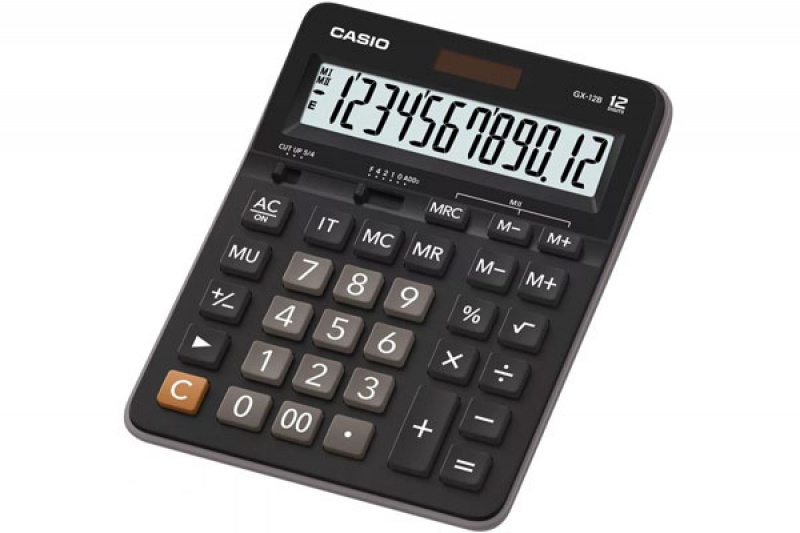 Kalkulator biurowy CASIO GX-12B, 12-cyfrowy, 159x207,5mm, czarny