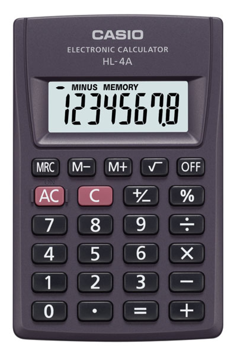 Kalkulator kieszonkowy CASIO HL-4A-B, 8-cyfrowy, 56x87mm, czarny