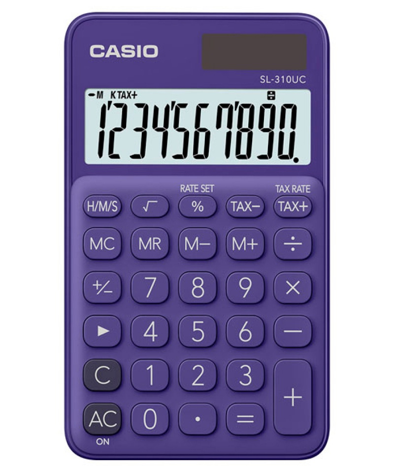 Kalkulator kieszonkowy CASIO SL-310UC-PL-S, 10-cyfrowy, 70x118mm, fiolet