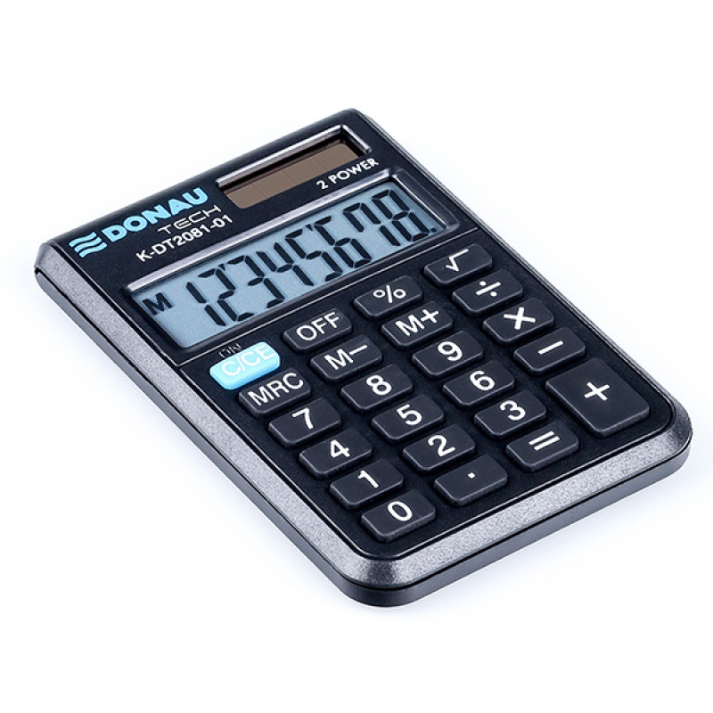 Kalkulator kieszonkowy DONAU TECH, 8-cyfr. wyświetlacz, wym. 90x60x11 mm, czarny - zdjęcie (5