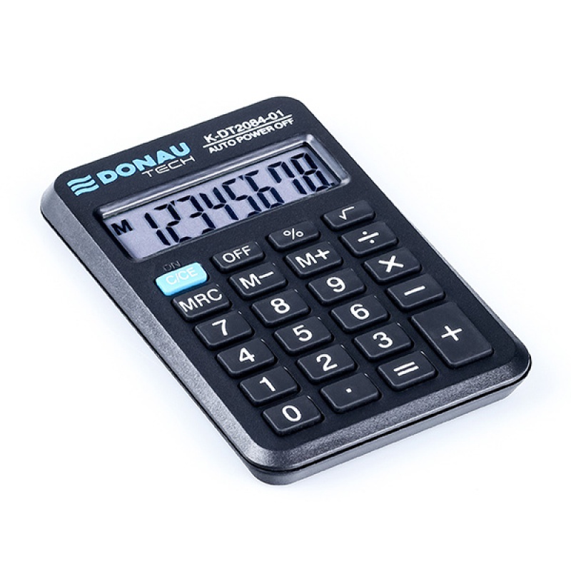 Kalkulator kieszonkowy DONAU TECH, 8-cyfr. wyświetlacz, wym. 97x62x11 mm, czarny - zdjęcie (5