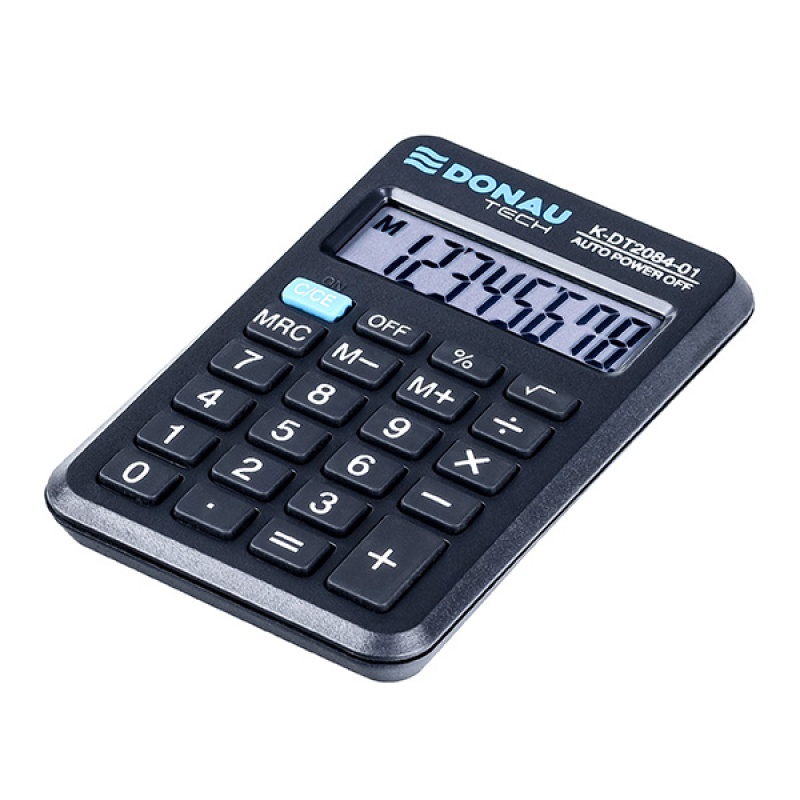 Kalkulator kieszonkowy DONAU TECH, 8-cyfr. wyświetlacz, wym. 97x62x11 mm, czarny - zdjęcie (4