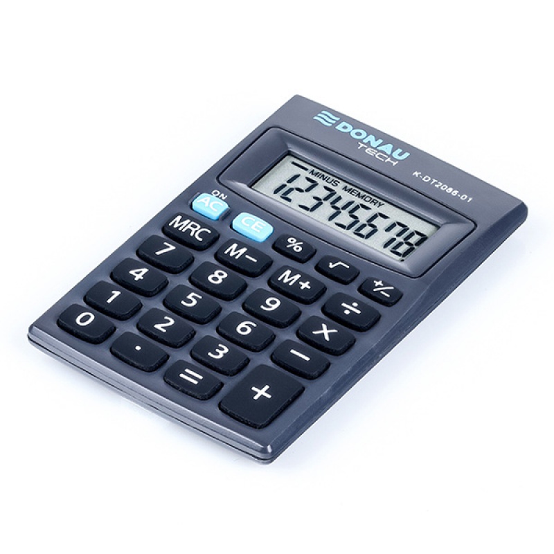 Kalkulator kieszonkowy DONAU TECH, 8-cyfr. wyświetlacz, wym. 85x56x9 mm, czarny - zdjęcie (4