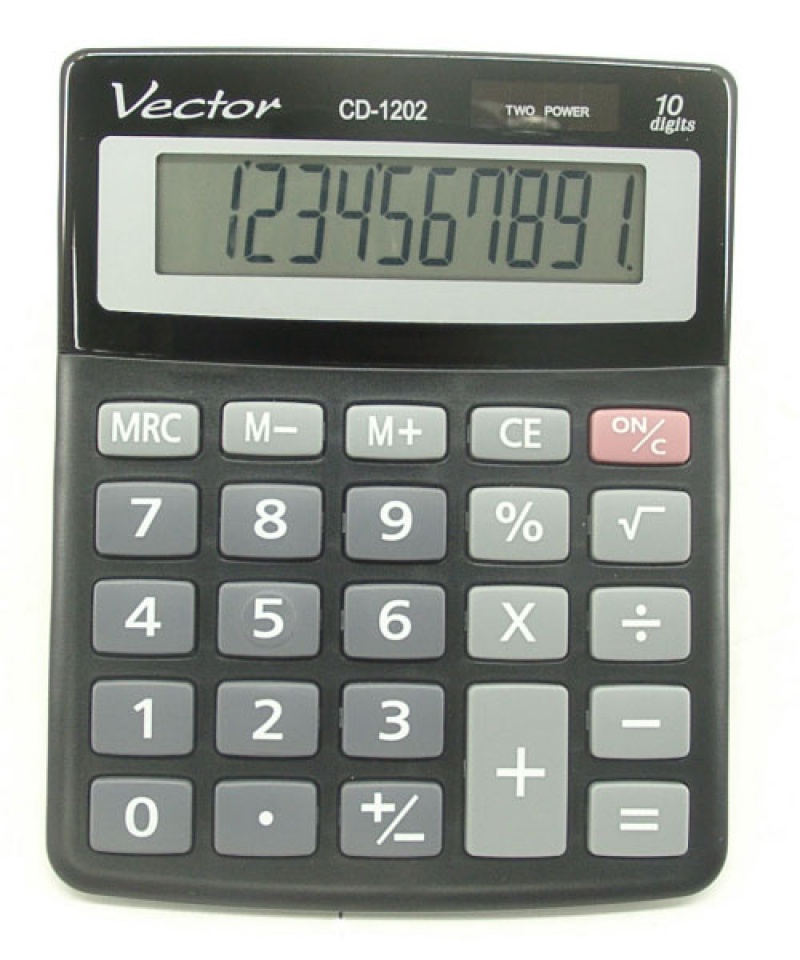 Kalkulator biurowy VECTOR KAV CD-1202 BLK, 10-cyfrowy, 103x130mm, czarny