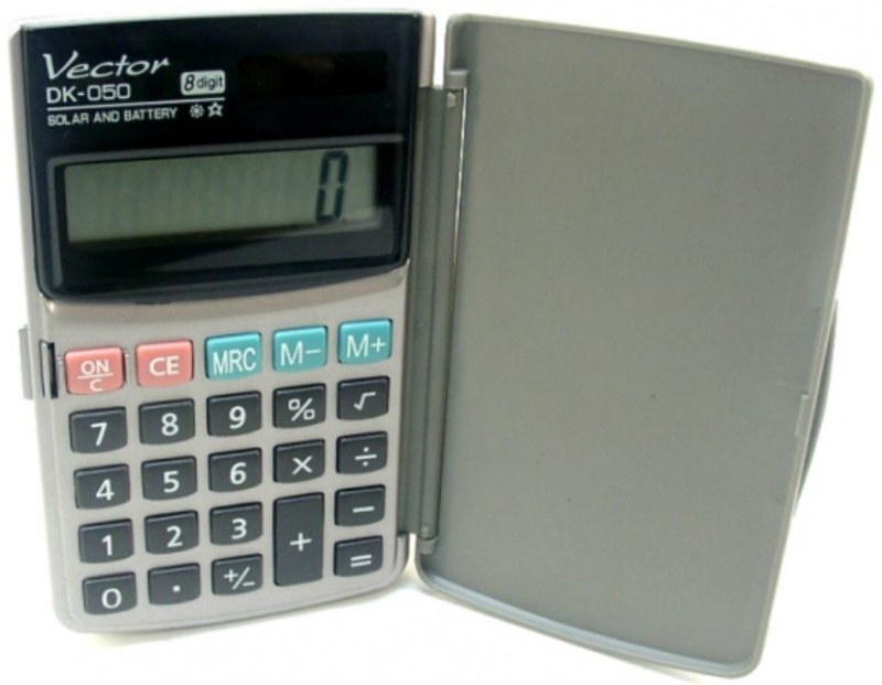 Kalkulator kieszonkowy VECTOR KAV DK-050, 8-cyfrowy, 75x123mm, szary