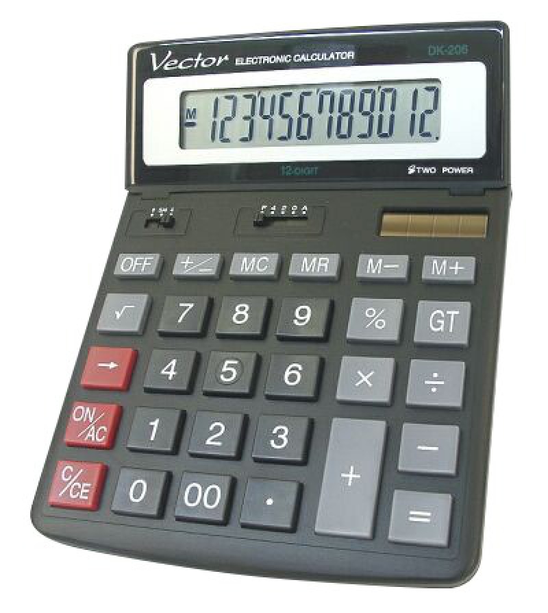Kalkulator biurowy VECTOR KAV DK-206 BLK, 12-cyfrowy, 155x200mm, czarny