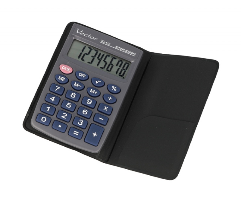 Kalkulator kieszonkowy VECTOR KAV VC-110III, 8-cyfrowy, 58x88mm, szary