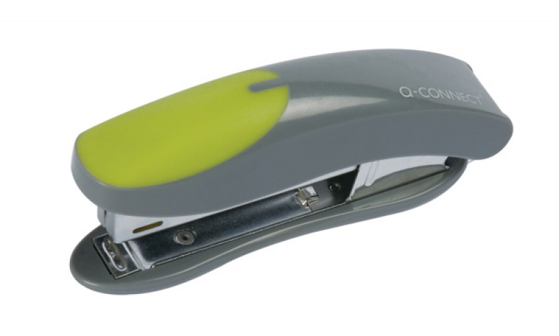 Zszywacz Q-CONNECT NO.10 Soft Grip Mini, zszywa do 12 kartek, szaro-zielony - zdjęcie (2