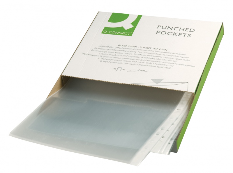 Koszulki na dokumenty Q-CONNECT, PP, A4, krystal., 50mikr., 100szt., w pudełku, transparentna - zdjęcie (2