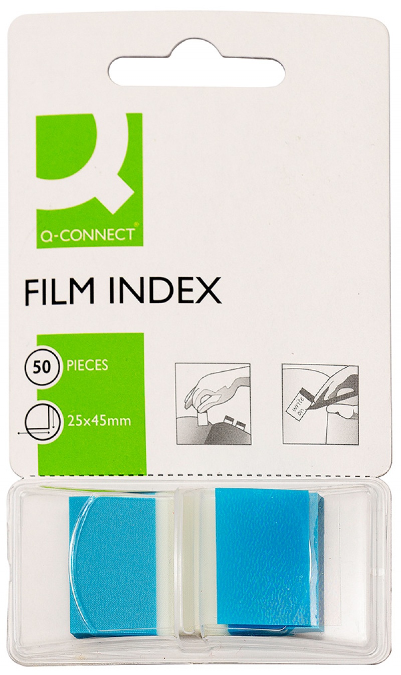 Zakładki indeksujące Q-CONNECT, PP, 25,4x43,7mm, 50 kart., niebieskie