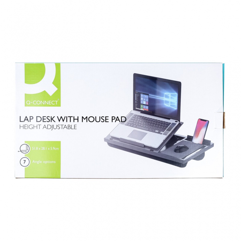 Podstawa pod laptopa z podkładką pod mysz Q-CONNECT, 51,8 x 28,1 x 5,9 cm, czarna