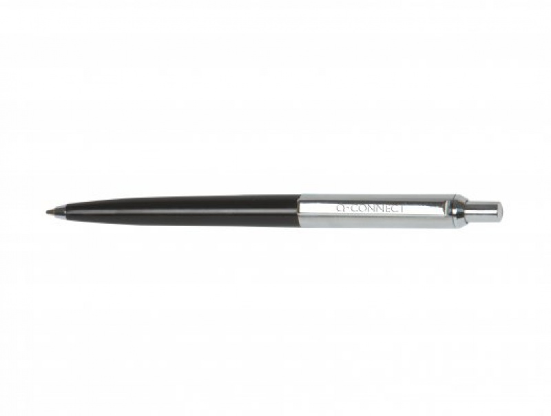 Długopis automatyczny Q-CONNECT PRESTIGE, metalowy, 0,7mm, czarno/srebrny, wkład niebieski