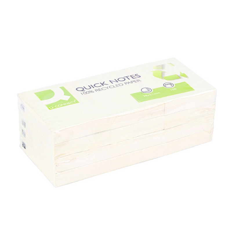 Bloczek samoprzylepny Q-CONNECT 100% Recycled, 38x51mm, 3x100 kart., żółty - zdjęcie (2