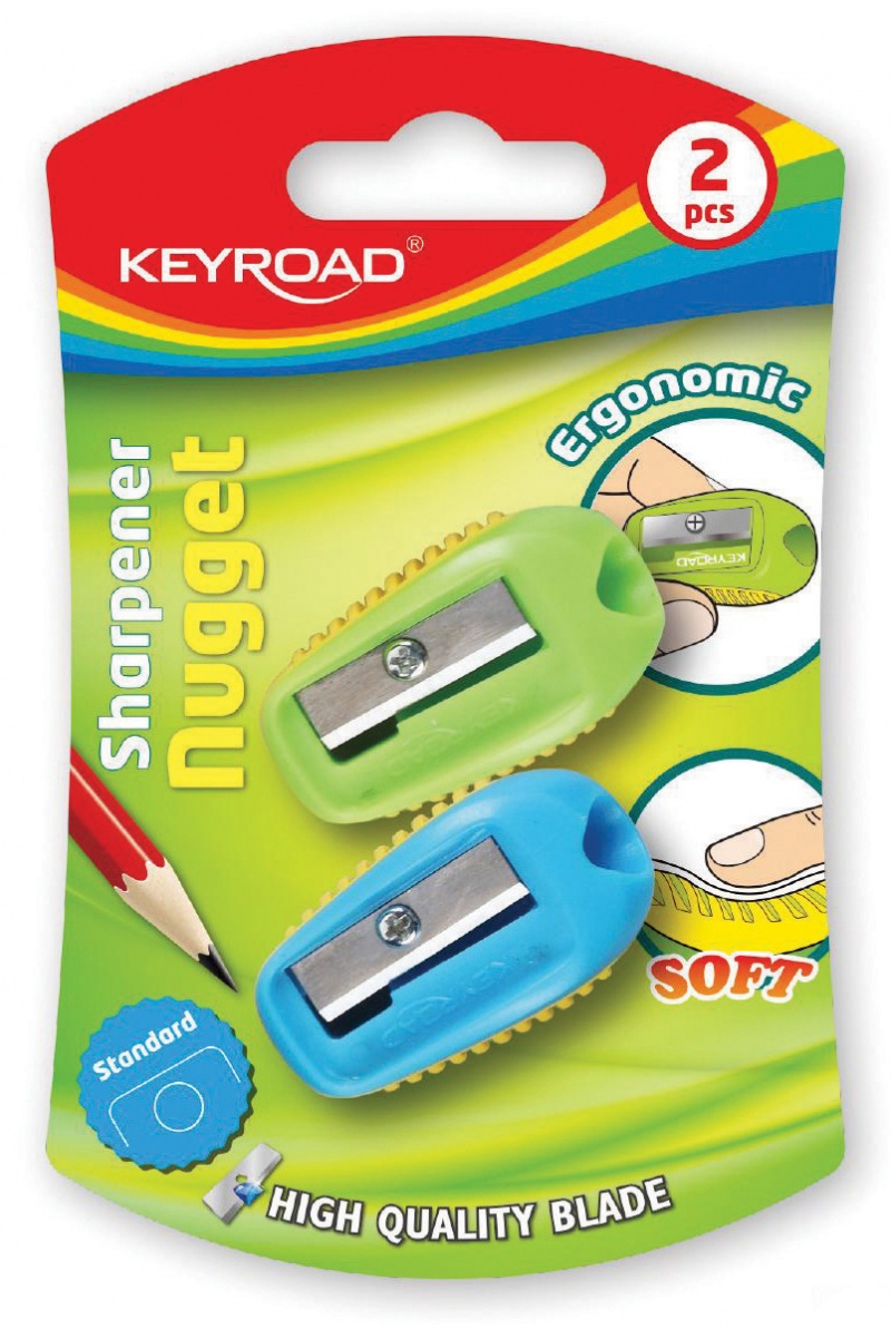 Temperówka KEYROAD Nugget, plastikowa, pojedyncza, 2szt., blister, mix kolorów