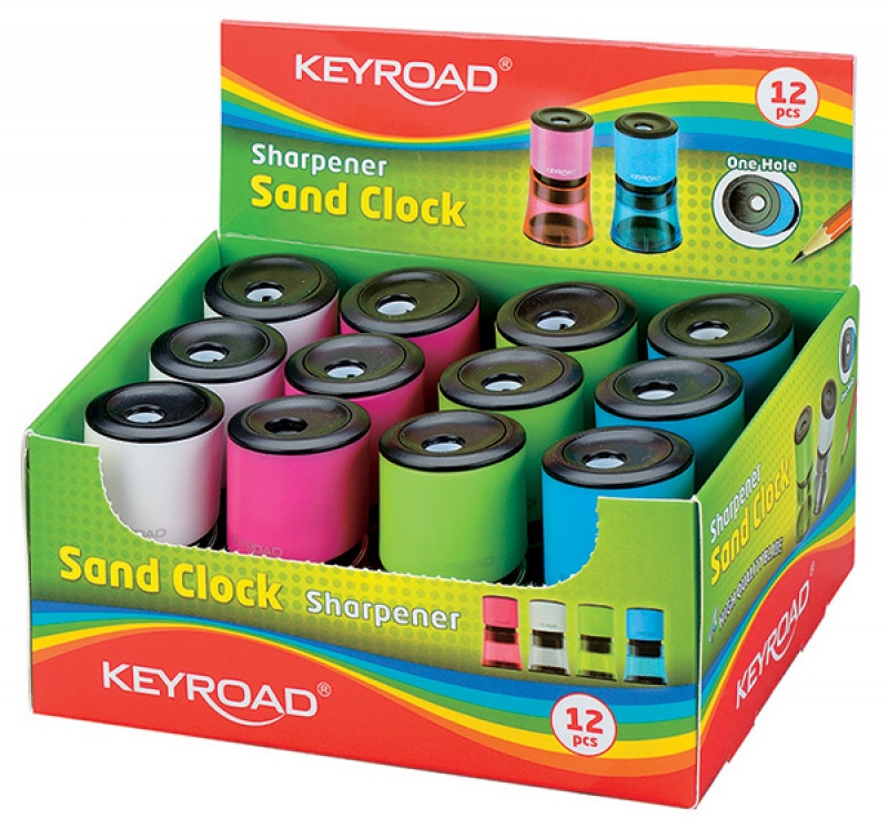 Temperówka KEYROAD Sand Clock, plastikowa, pojedyncza, z pojemnikiem, pakowane na displayu, mix kolorów - zdjęcie (3