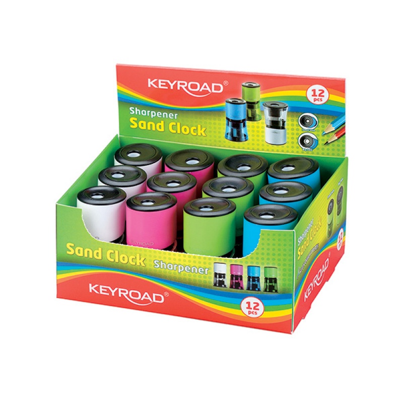 Temperówka KEYROAD Sand Clock, plastikowa, podwójna, z pojemnikiem, pakowane na displayu, mix kolorów - zdjęcie (3