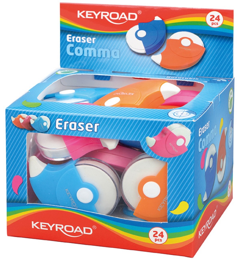 Gumka uniwersalna KEYROAD Comma, pakowane na displayu, mix kolorów - zdjęcie (3