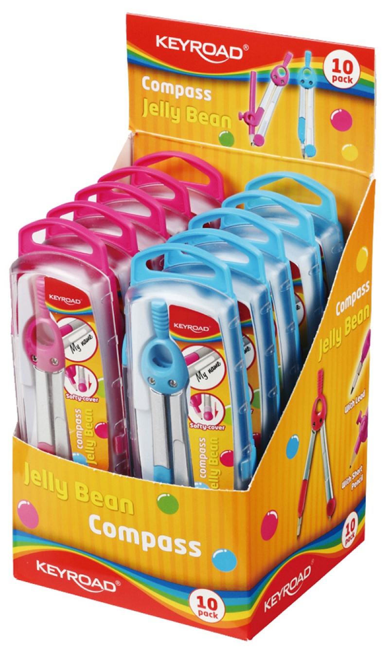 Cyrkiel KEYROAD Jelly-Bean, metalowy, w etui, pakowane w display, mix kolorów - zdjęcie (4
