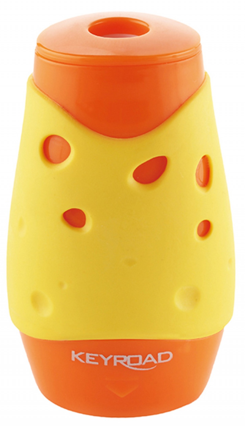 Temperówka KEYROAD Cheese, plastikowa, podwójna, z pojemnikiem, pakowane na displayu, mix kolorów - zdjęcie (5