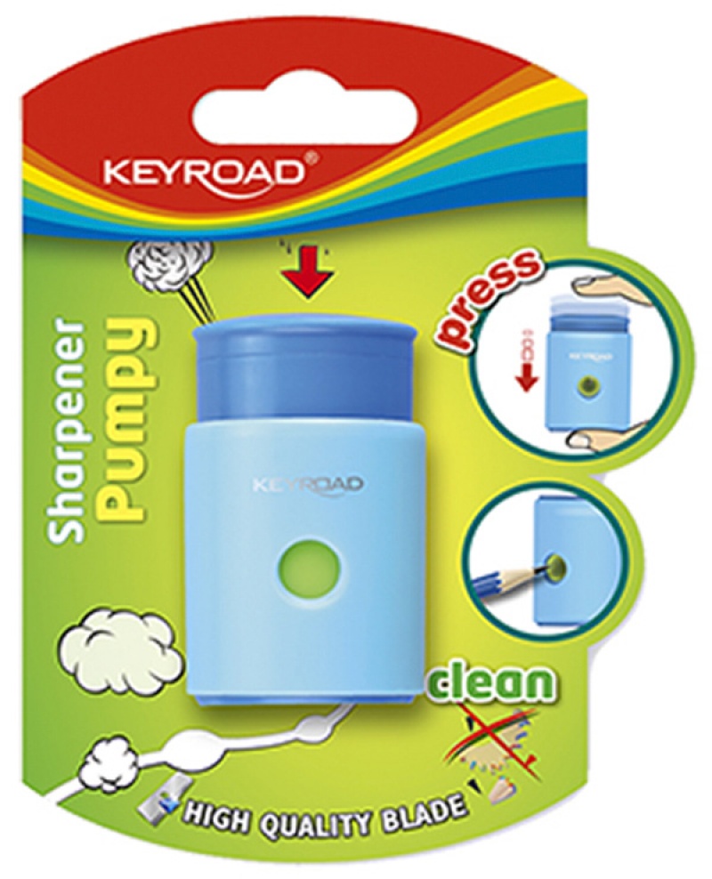 Temperówka KEYROAD Pumpy-Up, plastikowa, pojedyncza, blister, mix kolorów