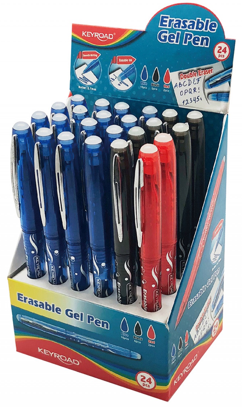 Długopis KEYROAD, 0,7mm, wymazywalny, pakowany na displayu, mix kolorów