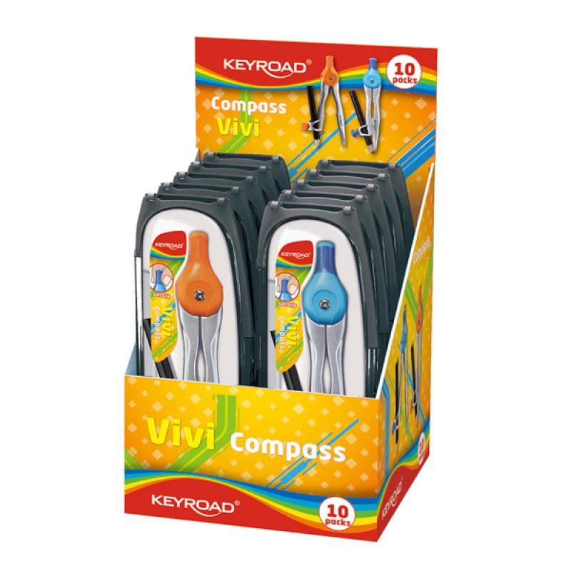 Cyrkiel KEYROAD Vivi, metalowy, z ołówkiem, w etui, display, mix kolorów - zdjęcie (4
